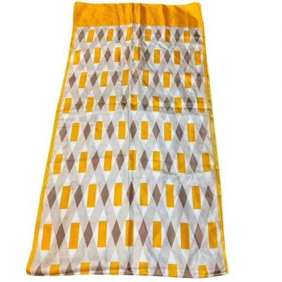 Jacques Piaget Scarf 100% Acetate Geometric Print Yellow Brown White Made Italy
